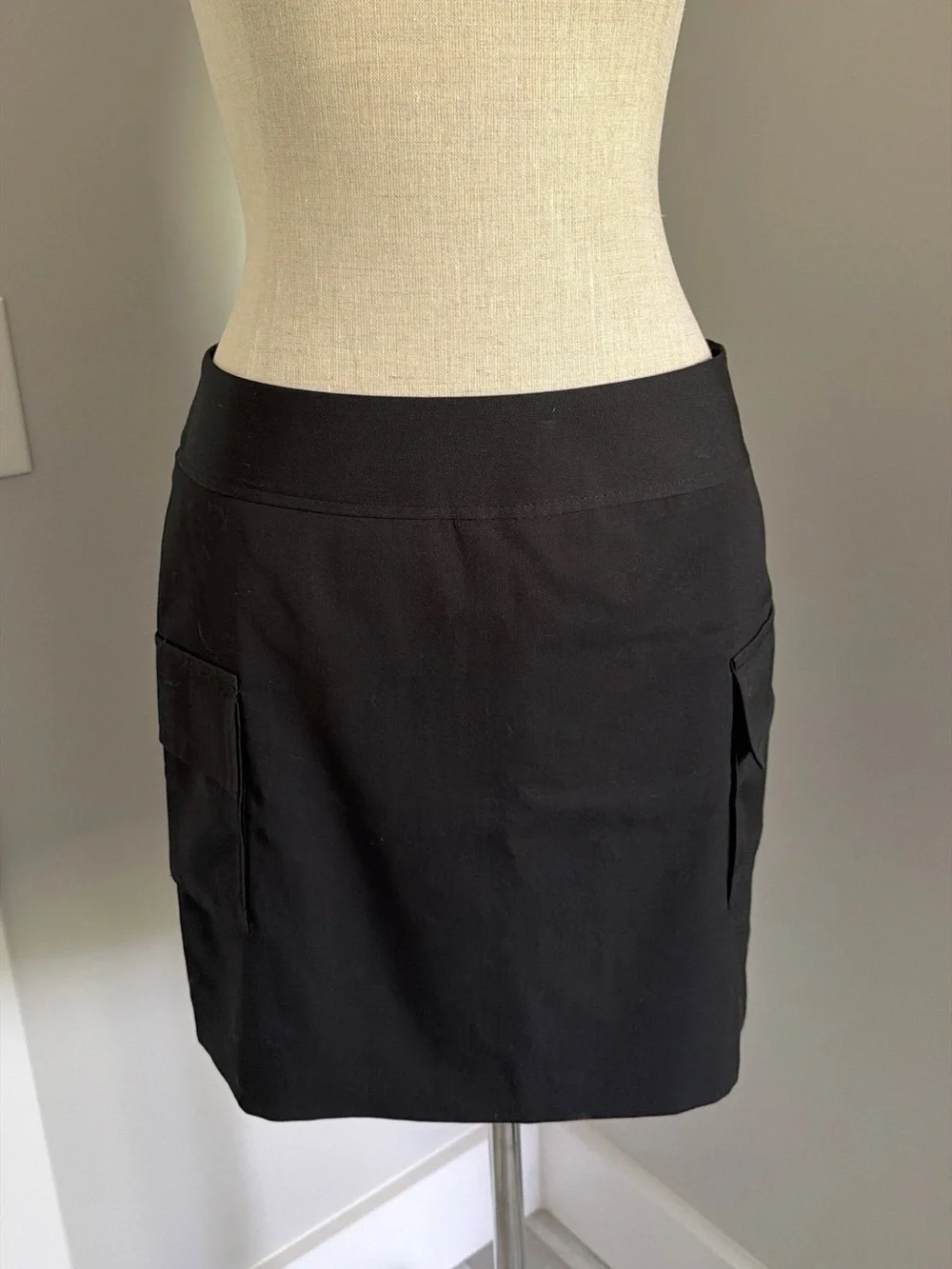 Calvin Klein Black Cargo Pocket Straight Pencil Skirt Pockets Zip, 2
